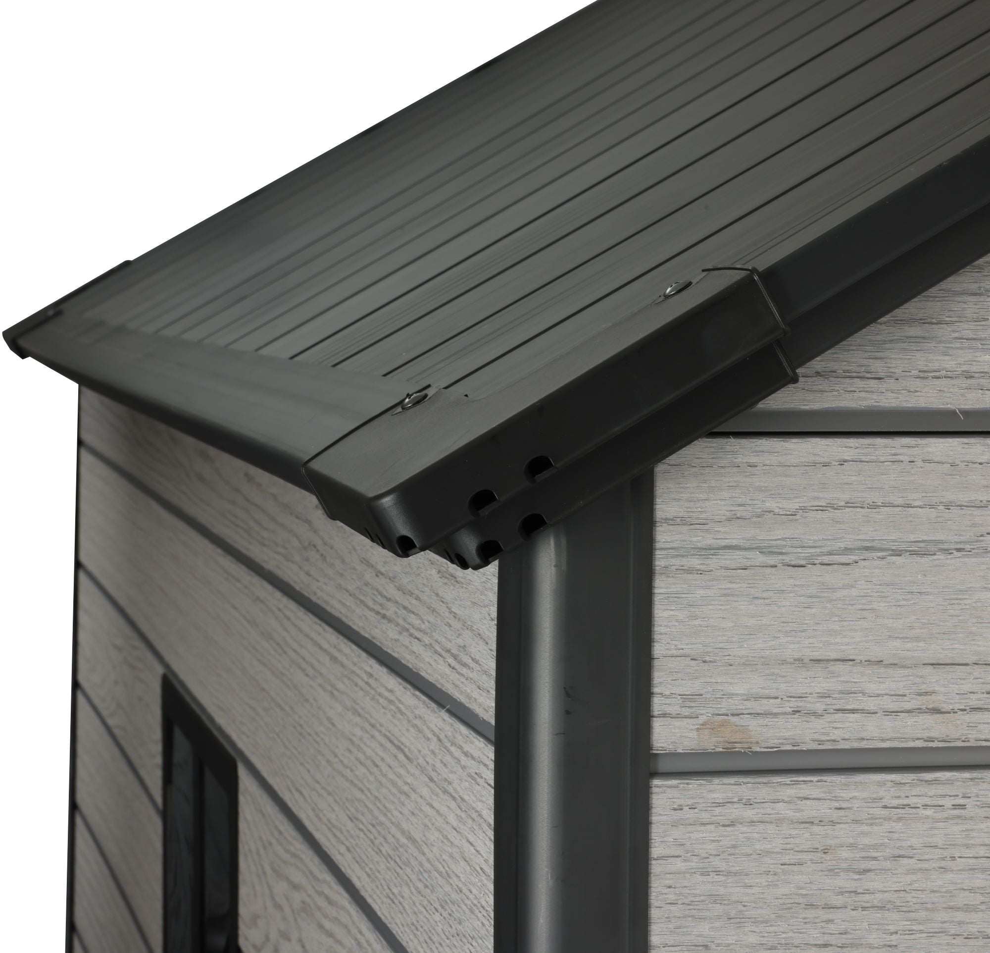 Pro Grade 8ft x 12ft Premium Plastic Double Door Garden Shed - Grey/Anthracite Wood Touch Texture
